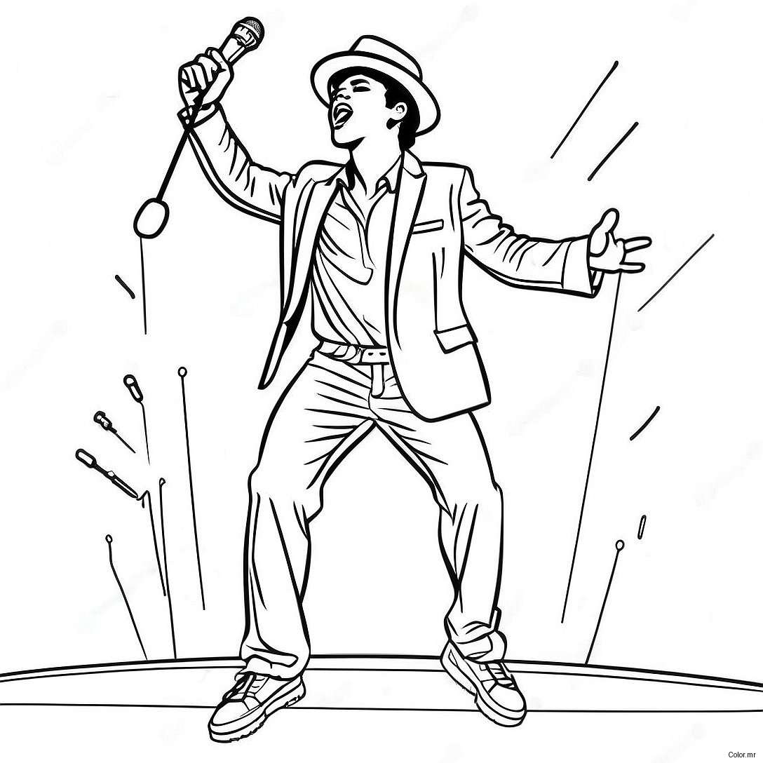 Bruno Mars Performing On Stage Coloring Page 27314 24903