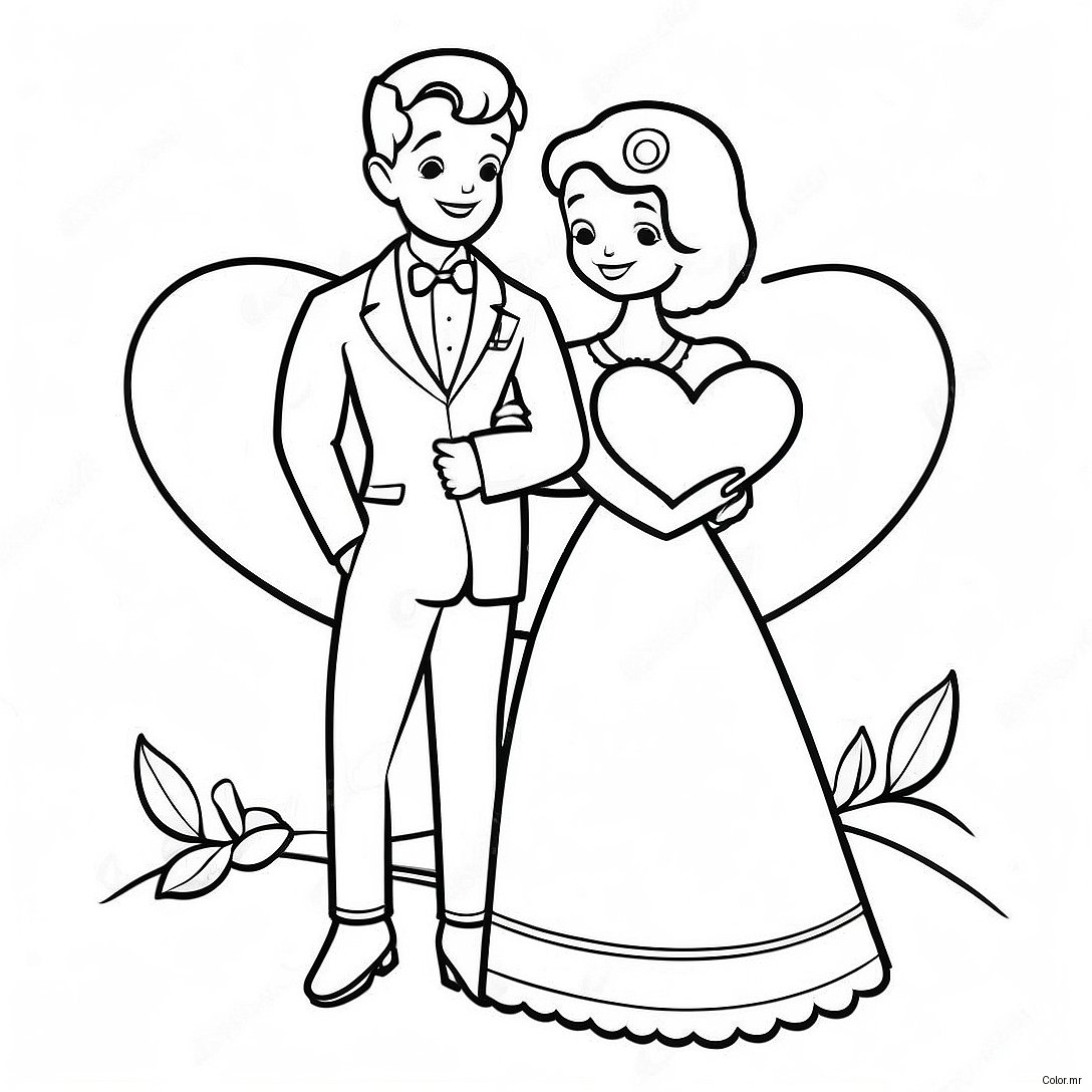 Charming Vintage Valentine Couple Coloring Page 63310 52406