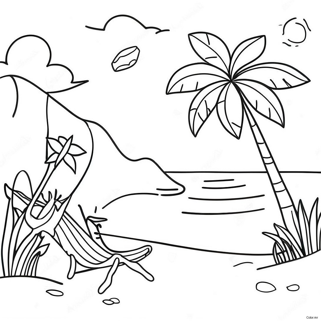 Colorful Dominican Republic Beach Scene Coloring Page 28947 26174