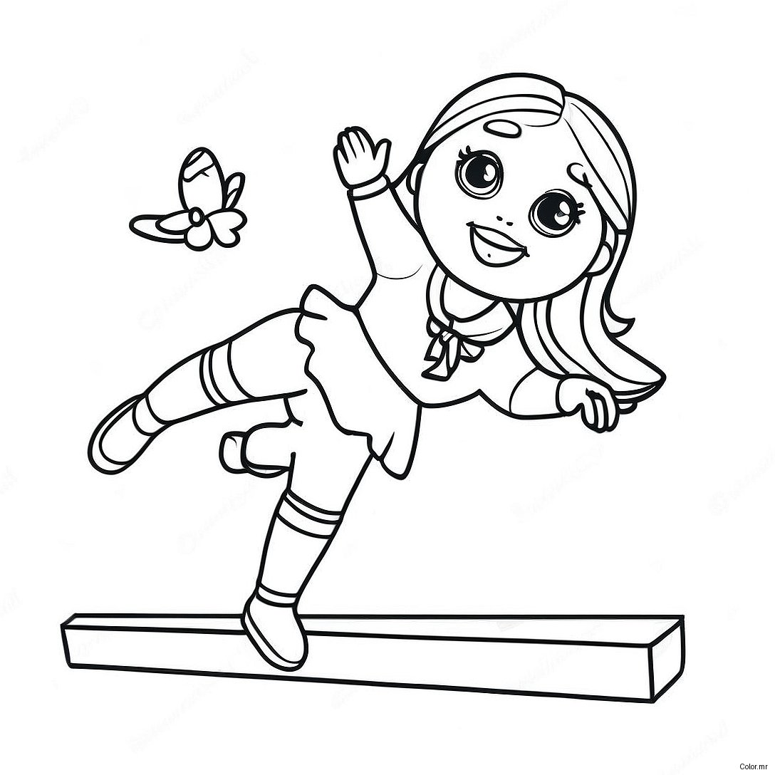 Elegant Gymnastics American Girl Doll Balancing On A Beam Coloring Page 43193 35956