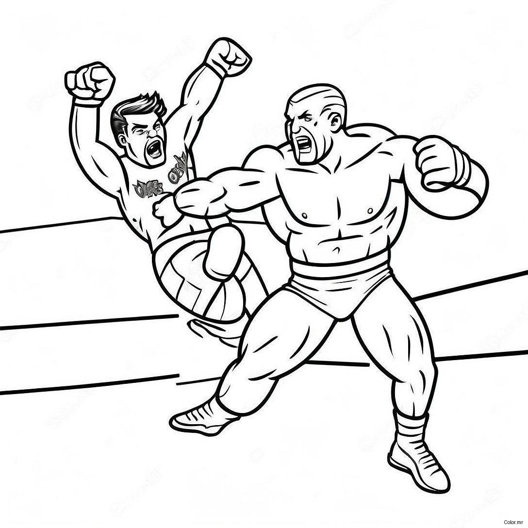 Wwe Wrestler Jumping On Opponent Sticker Coloring Page 16362 13802