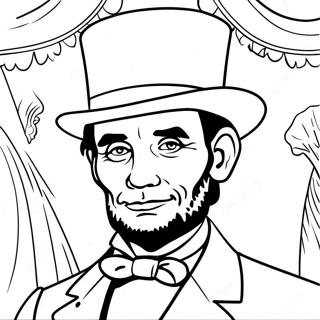 Abraham Lincoln I En Hog Hatt Malarbild 11468-9397