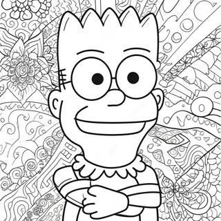 Psykedelisk Bart Simpson Med Groovy Monster Malarbild 13438-11153