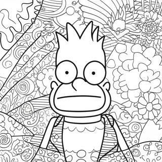 Psykedelisk Bart Simpson Med Groovy Monster Malarbild 13438-11155