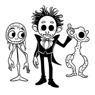 Tim Burton Karaktarsilhuetter Farglaggningssida 13989-11594