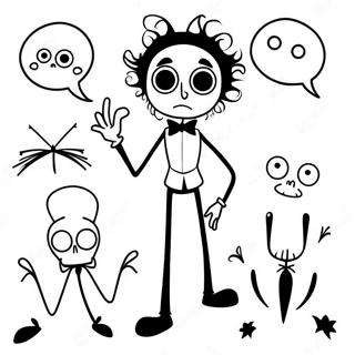 Tim Burton Karaktarsilhuetter Farglaggningssida 13989-11595