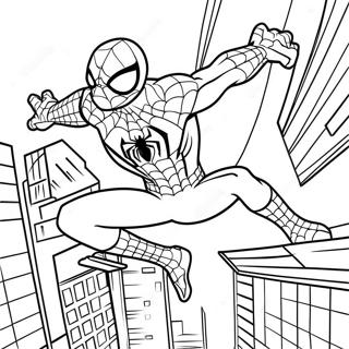 Spider Man Svanger Genom Staden Farglaggningssida 14580-12059