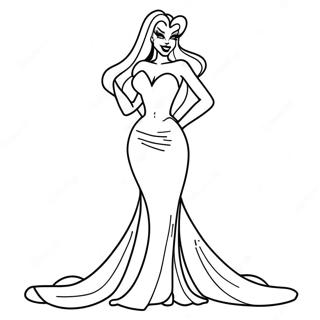 Jessica Rabbit I En Glamoros Klanning Farglaggningssida 14620-12089