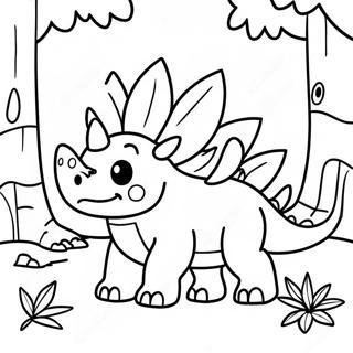 Sot Stegosaurus I En Skog Malarbild 17104-14386