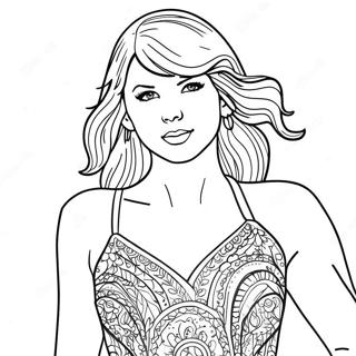 Taylor Swift I En Fantastisk Rod Klanning Farglaggningssida 19929-18596