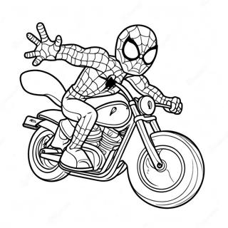 Spiderman Aker En Cool Motorcykel Farglaggningssida 19979-18635