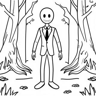 Skrammande Slenderman I Skogen Malarbild 20542-19058