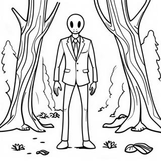 Skrammande Slenderman I Skogen Malarbild 20542-19059