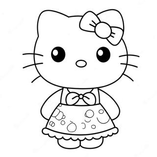 Hello Kitty I En Sot Klanning Farglaggningssida 22814-20992