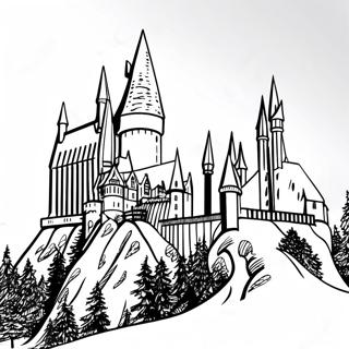 Hogwarts Slott Med Snoig Bakgrund Malarbild 23094-21213