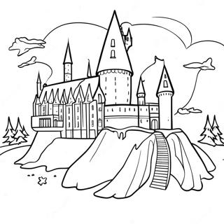 Hogwarts Slott Med Snoig Bakgrund Malarbild 23094-21214