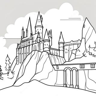 Hogwarts Slott Med Snoig Bakgrund Malarbild 23094-21216