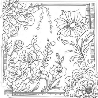 Chinoiserie Blommonster Malarbild 23433-21655