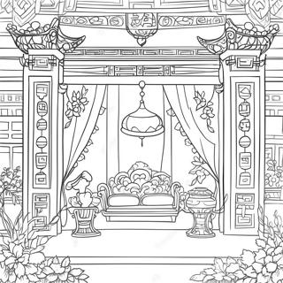 Elegant Chinoiserie Scen Malarbild 23434-21488