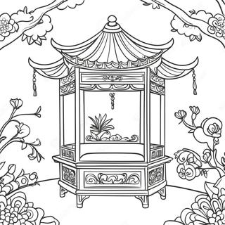 Elegant Chinoiserie Scen Malarbild 23434-21660