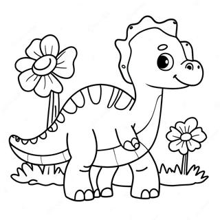 Sot Brontosaurus Med Blommor Malarbok 23634-21817