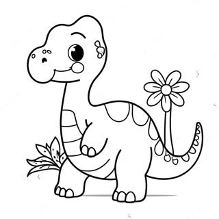 Sot Brontosaurus Med Blommor Malarbok 23634-21818