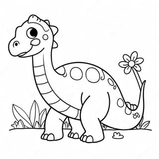 Sot Brontosaurus Med Blommor Malarbok 23634-21819