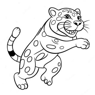 Jaguar Maskot Hoppar Malarbild 24415-22434