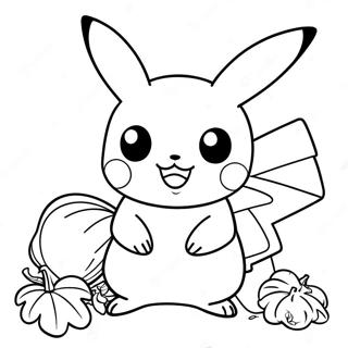 Pikachu Med Thanksgiving Kalkon Malarbild 24455-22465