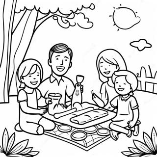 Glad Familj Picknick Malarbild 24936-22842