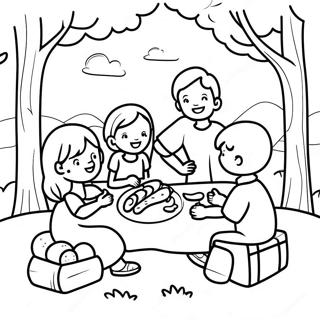 Glad Familj Picknick Malarbild 24936-22844