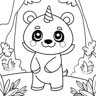 Sot Unicorn Panda I En Magisk Skog Farglaggningssida 26553-24301