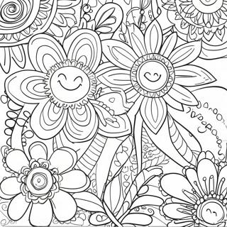 60 Tals Hippie Blomsterkraft Malarbild 27122-24754