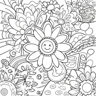 60 Tals Hippie Blomsterkraft Malarbild 27122-24756