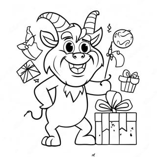 Lekfull Krampus Med Presenter Malarbild 27744-25239