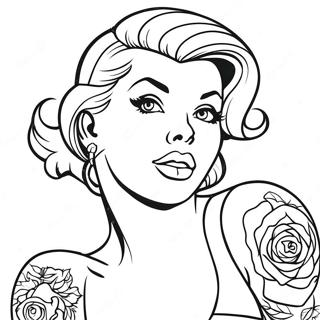 Vintage Tatuering Pin Up Farglaggningssida 28587-25887