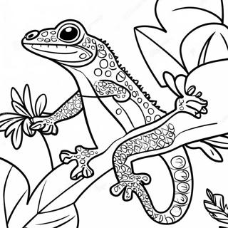 Fargglad Gecko I En Tropisk Dschungel Malarbild 29668-26744