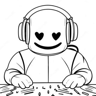 Dj Marshmello Med Fargglada Horlurar Malarbild 30789-27627