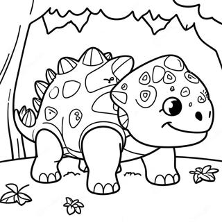 Sot Ankylosaurus I En Skog Malarbild 30799-27634