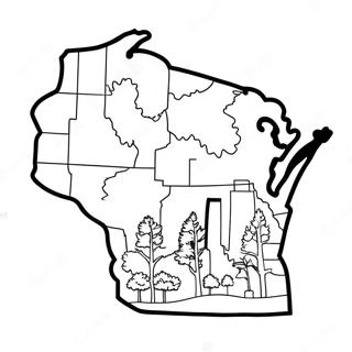 Wisconsin Delstatens Kontur Malarbok 31538-28223