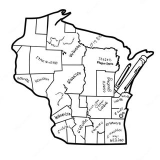 Wisconsin Delstatens Kontur Malarbok 31538-28224