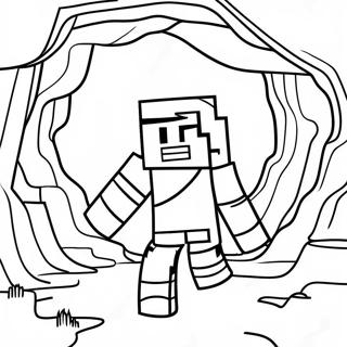 Aventyrlig Minecraft Alex Utforskar En Grotta Malarbild 32120-16593