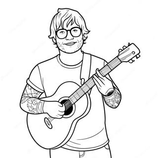 Ed Sheeran Med Gitarr Farglaggningssida 33422-17616