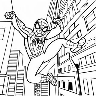 Spiderman Svingar Genom Staden Malarbild 33552-17717