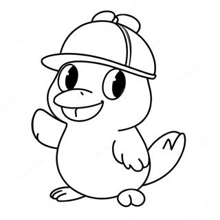 Rolig Psyduck Med Hatt Malarbild 34453-28701