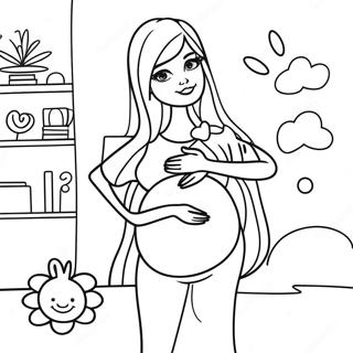 Gravid Barbie Med Baby Bump Malarbok 35783-29758