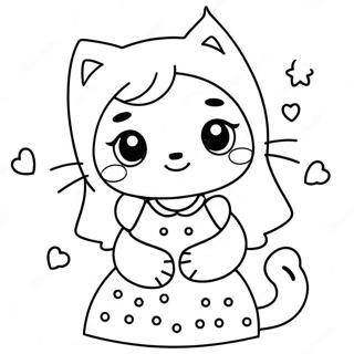 Kawaii Tjej Med Sot Katt Malarbild 37425-31155