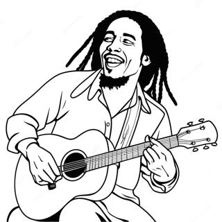 Bob Marley Spelar Gitarr Malarbild 37707-31380