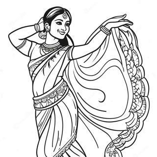 Indisk Flicka Dansar I Saree Malarbild 37717-31381