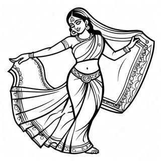 Indisk Flicka Dansar I Saree Malarbild 37717-31382